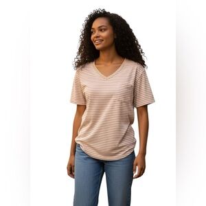 Cotopaxi striped v-neck short sleeve shirt